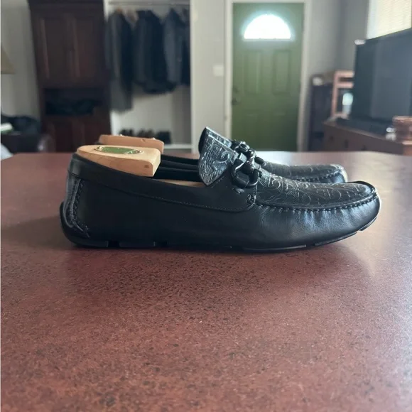 Salvatore Ferragamo Embossed Black Loafers
